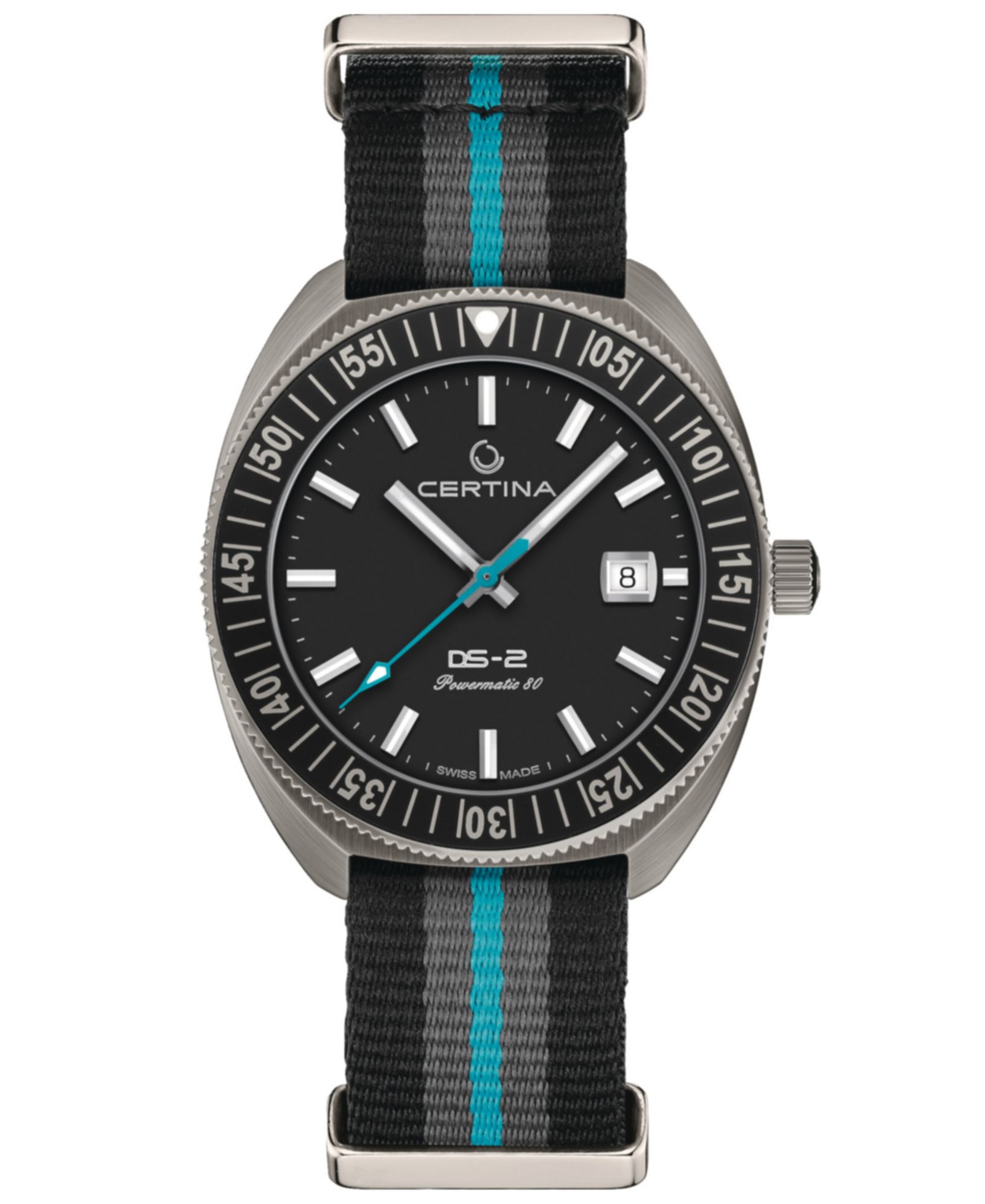 Certina Men's Swiss Automatic DS-2 Striped Synthetic Strap Watch 41mm
