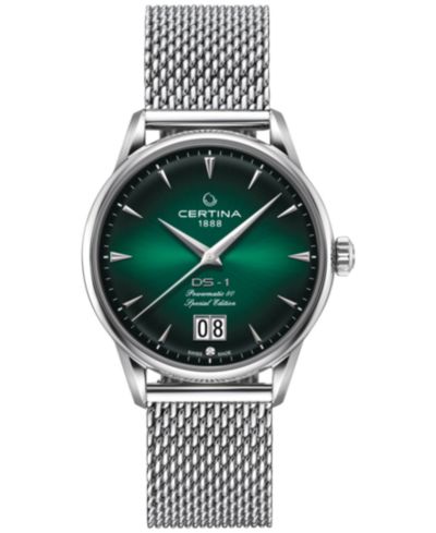 Certina Men's Swiss Automatic DS-1 Big Date Stainless Steel Mesh Bracelet Watch 41mm