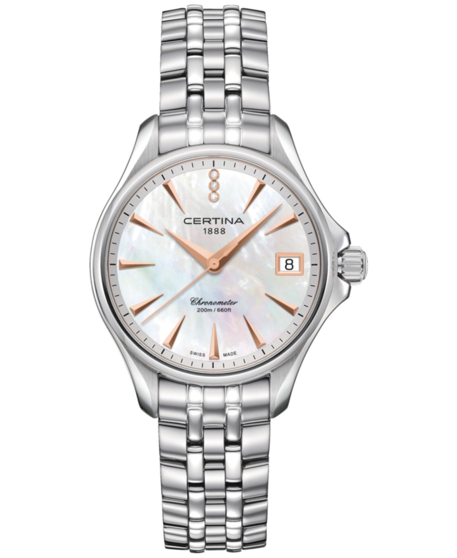 Женские часы Certina Swiss DS Action Diamond Accent Stainless Steel 34mm