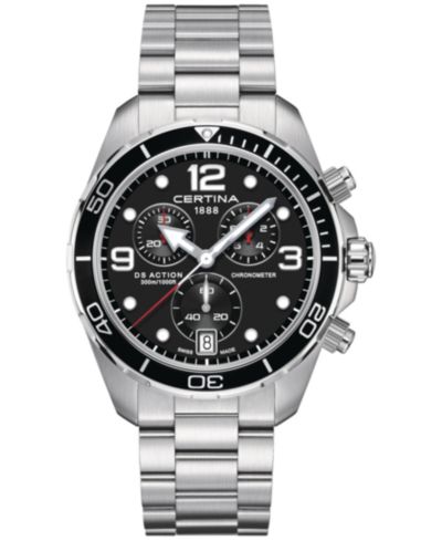 Мужские часы Certina Swiss Chronograph DS Action Stainless Steel 43mm