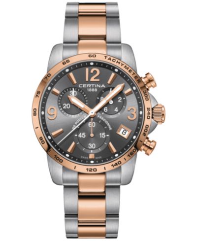 Мужские швейцарские часы Certina Chronograph DS Podium Two-Tone Stainless Steel 41mm