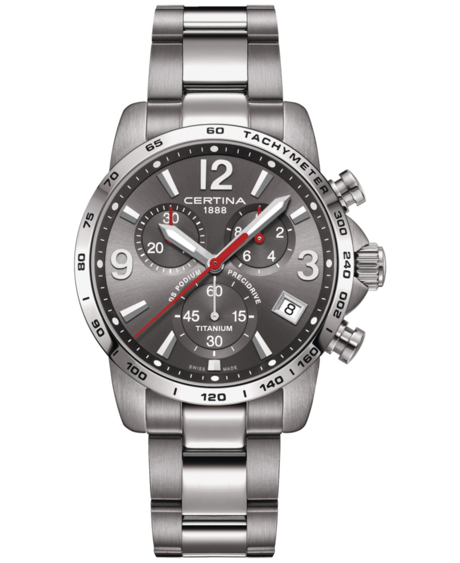Certina Men's Swiss Chronograph DS Podium Titanium Bracelet Watch 41mm
