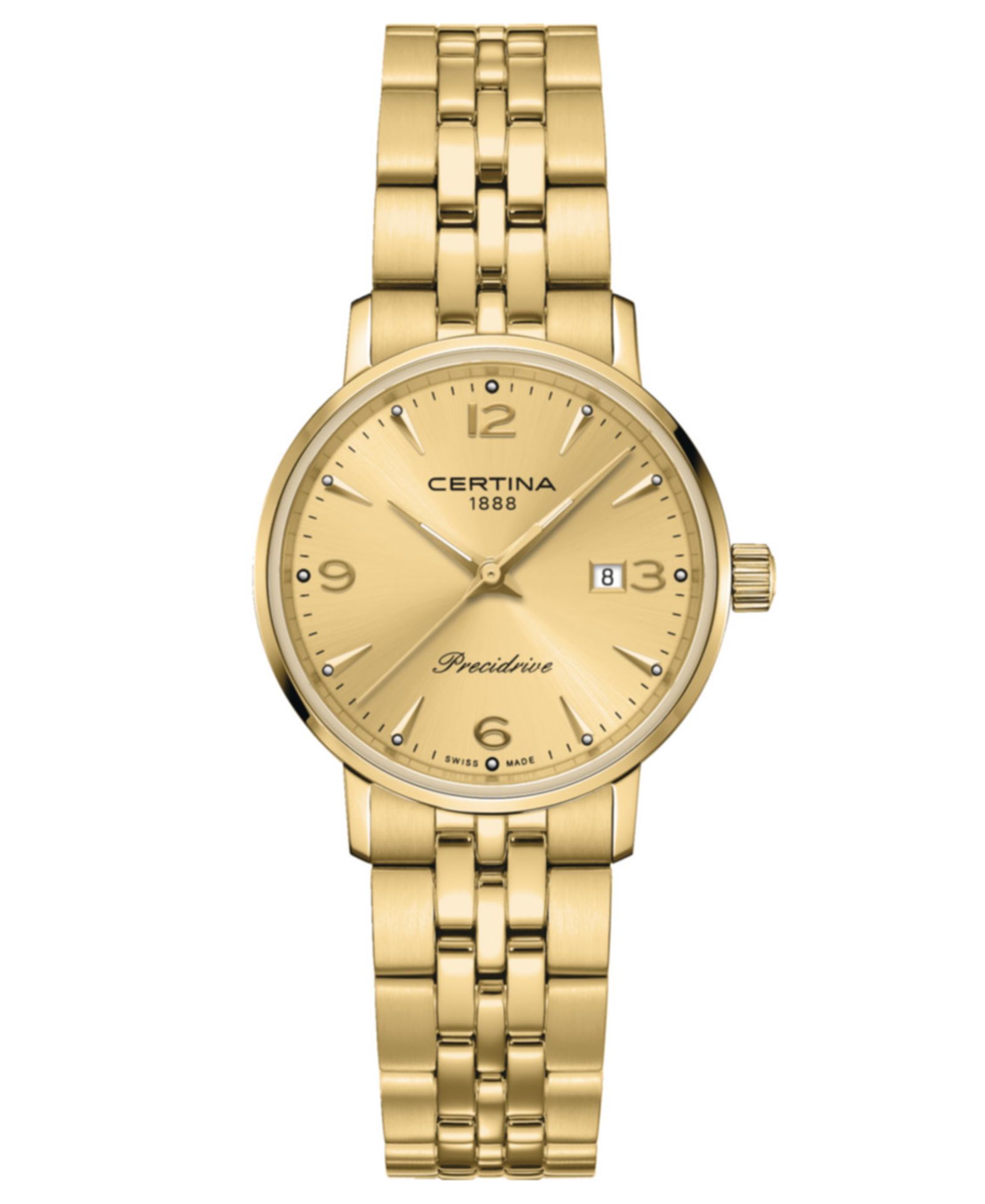 Женские часы Certina Swiss DS Caimano Gold PVD Stainless Steel Bracelet 28mm