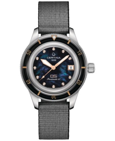 Certina Unisex Swiss Automatic DS Podium Diamond (1/20 ct. t.w.) Black Synthetic Strap Watch 39mm
