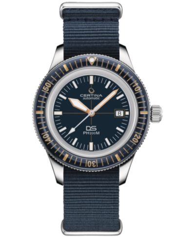 Мужские швейцарские автоматические часы Certina DS PH200M с синим ремешком, 43mm