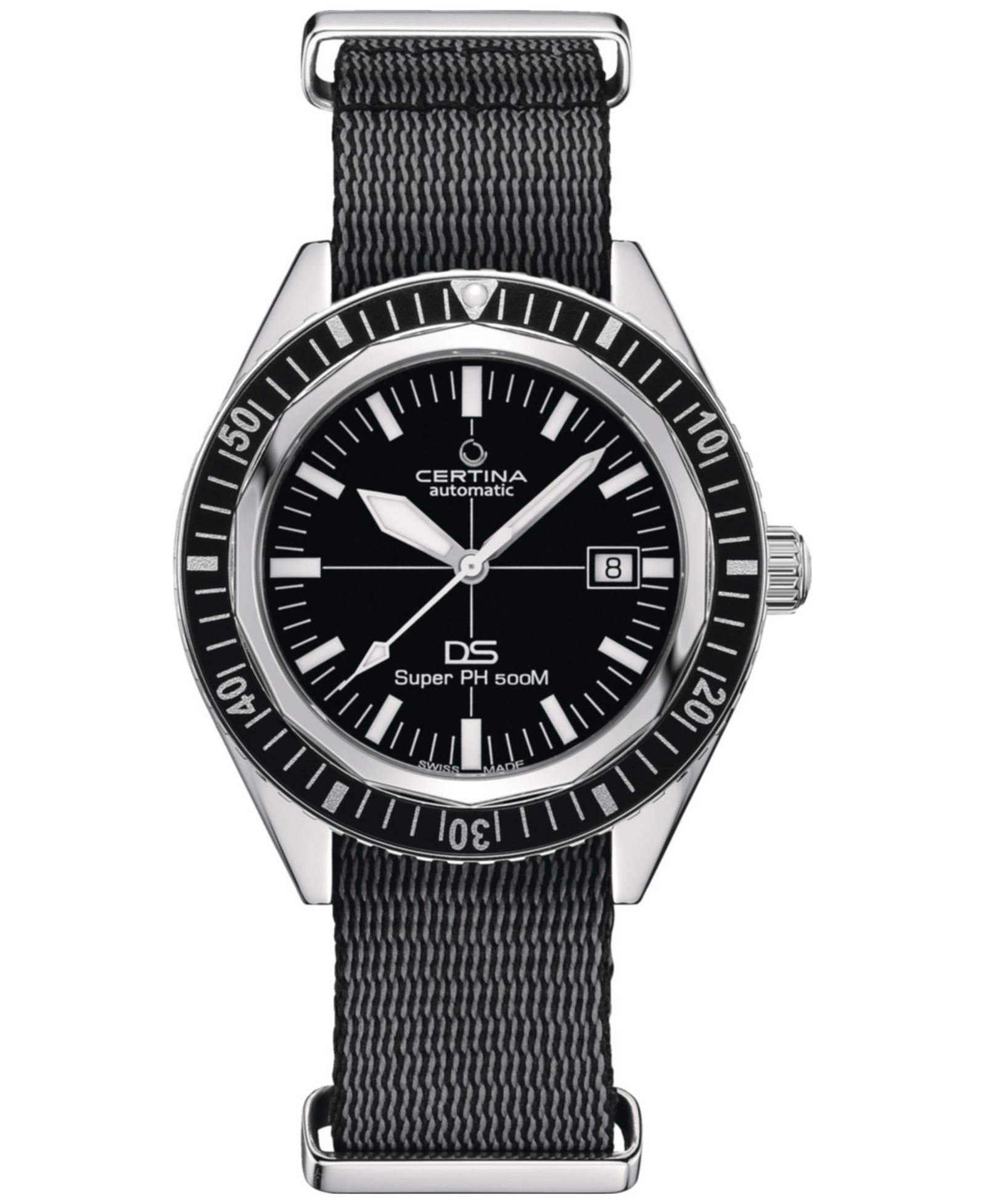 Certina Men's Swiss Automatic DS Super PH500M Black Synthetic Strap Watch 43mm