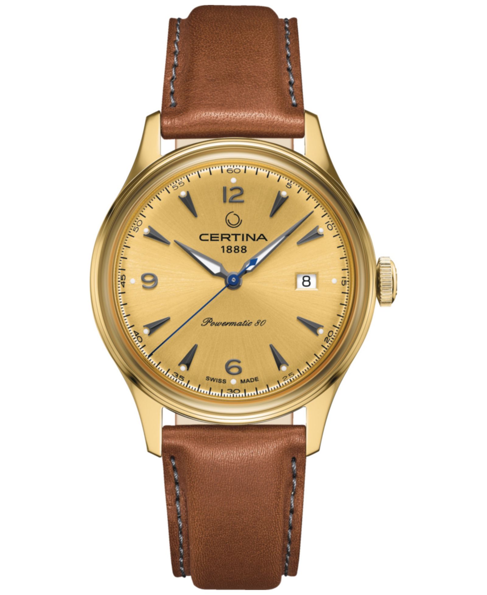 Мужские часы Certina Swiss Automatic DS Brown Leather Strap 41mm