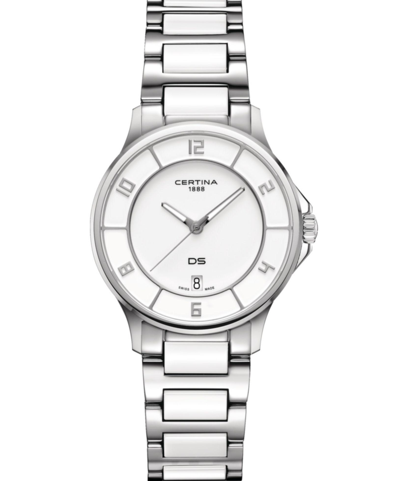 Женские часы Certina Swiss DS-6 White Ceramic & Stainless Steel Bracelet 35mm