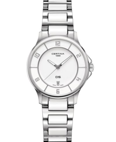 Certina Women's Swiss DS-6 White Ceramic & Stainless Steel Bracelet Watch 35mm