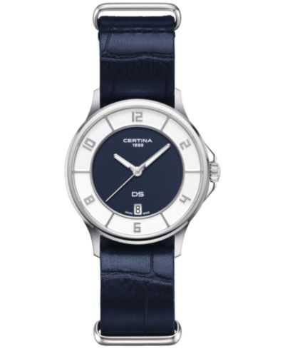 Certina Women's Swiss DS-6 Blue Leather Strap Watch 35mm