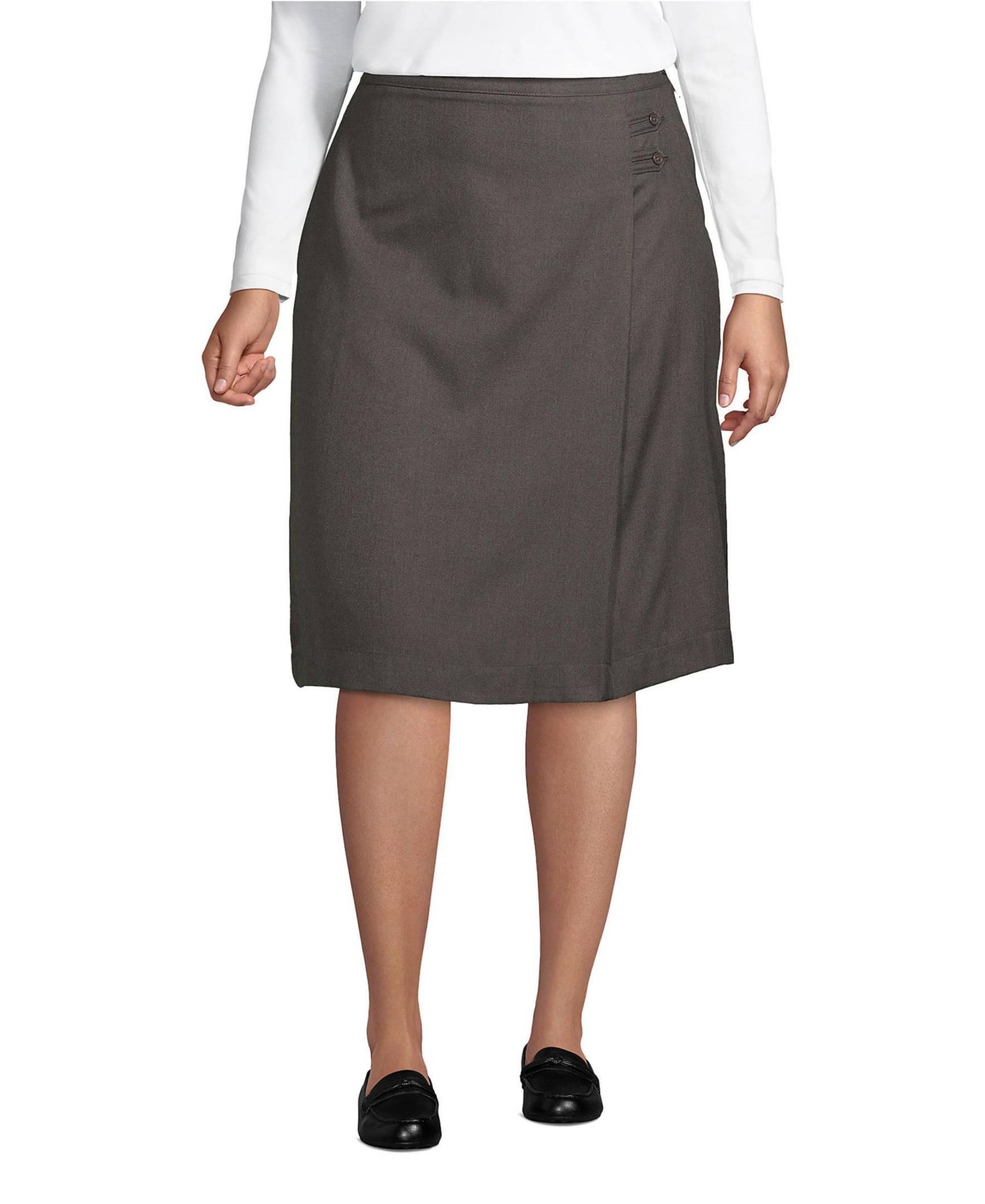 Lands' End Women's Solid A-line Skirt Below the Knee
