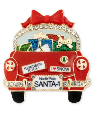 Золотистая брошь Holiday Lane Crystal & Glitter Gift Car Pin