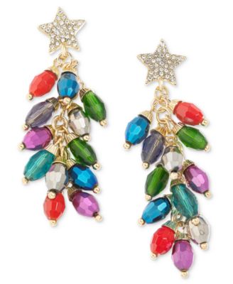 Серьги-подвески Holiday Lane Gold-Tone Crystal Multicolor Light String Linear Drop