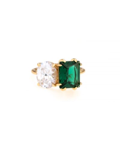 ETTIKA 18K Gold Plated Brass Multi Stone Cubic Zirconia Ring