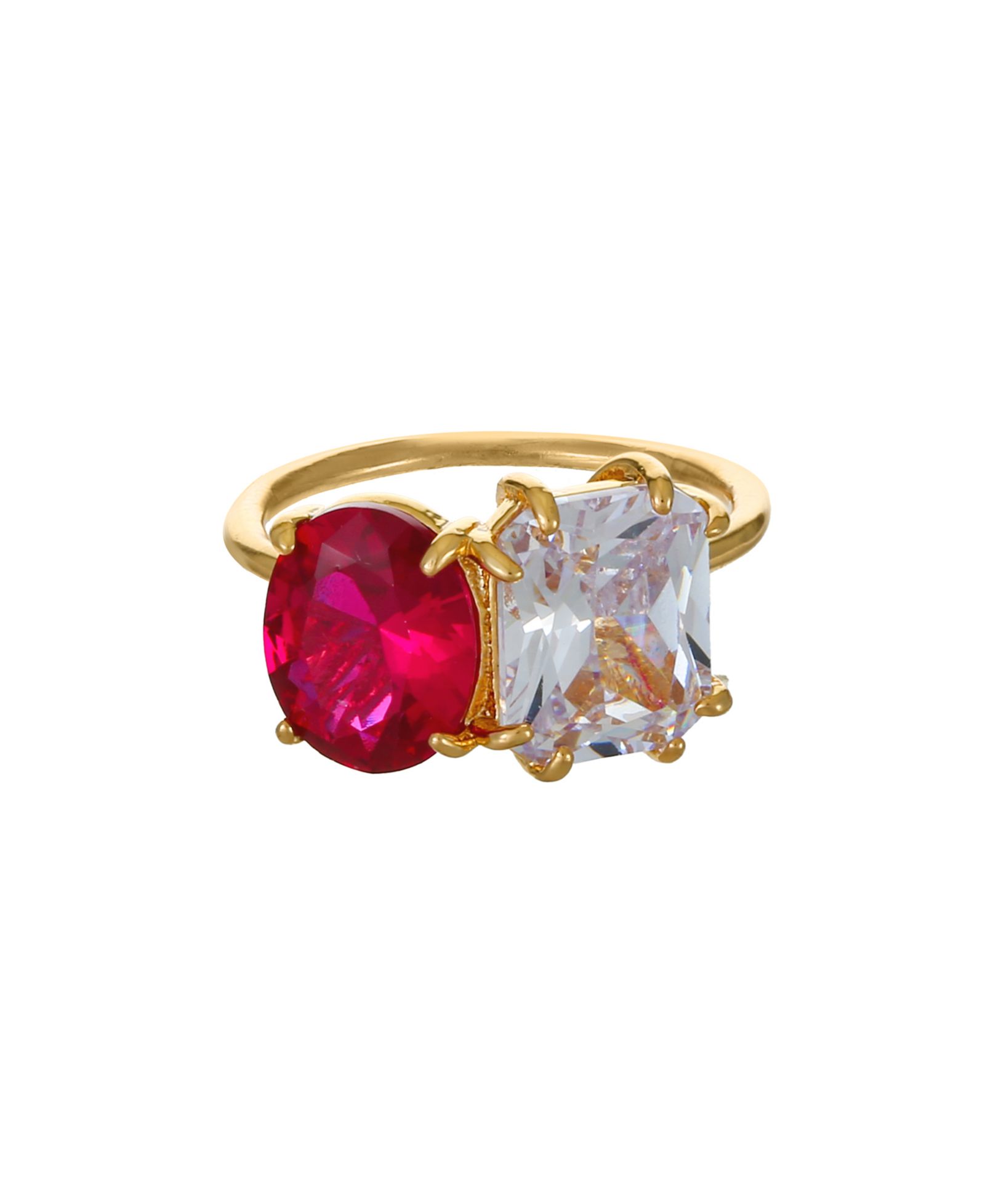 ETTIKA 18K Gold Plated Brass Multi Stone Cubic Zirconia Ring