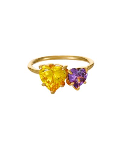 Кольцо ETTIKA Multi Heart с кубическим цирконием, позолоченная латунь 18K