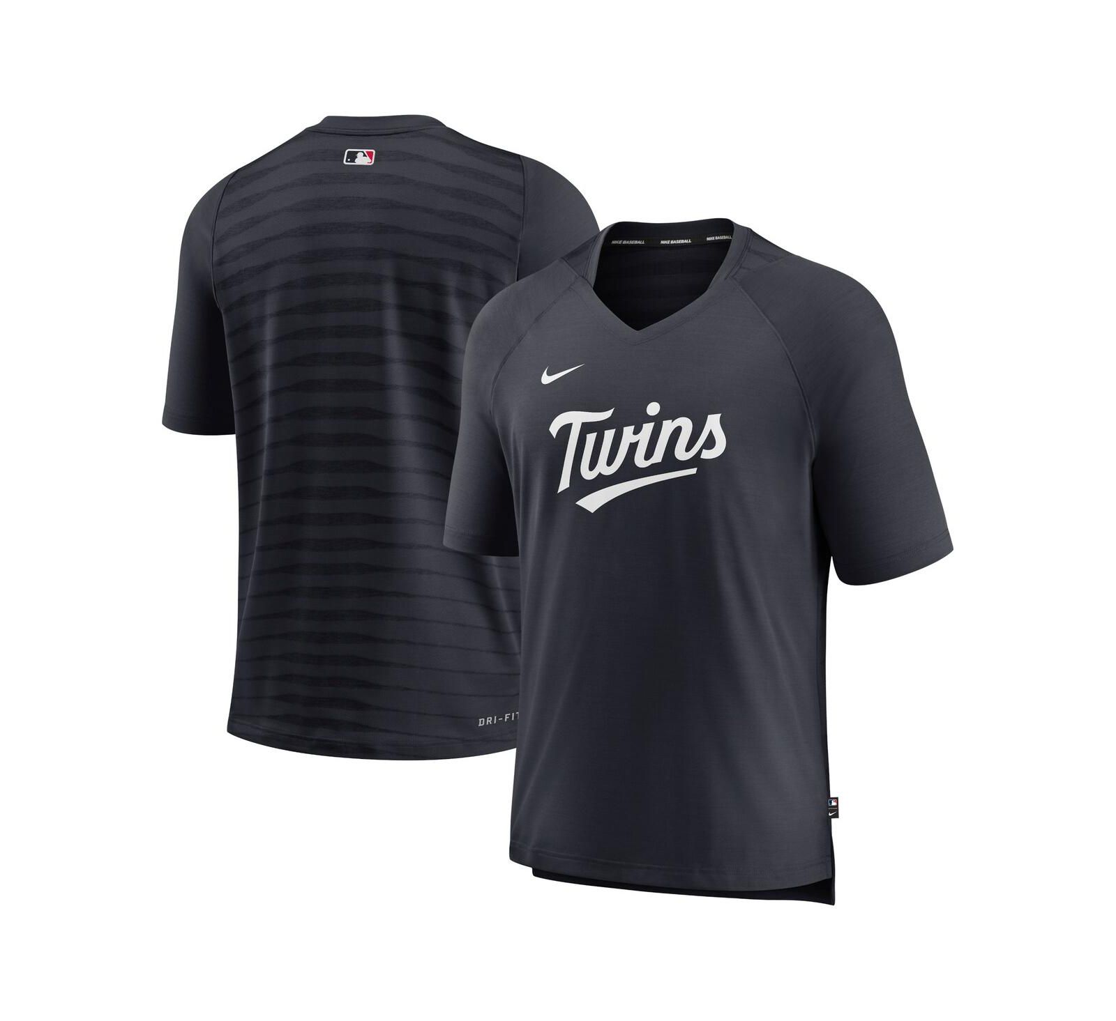 футболка Nike Men's Minnesota Twins Authentic Collection Raglan V-Neck темно-синего цвета