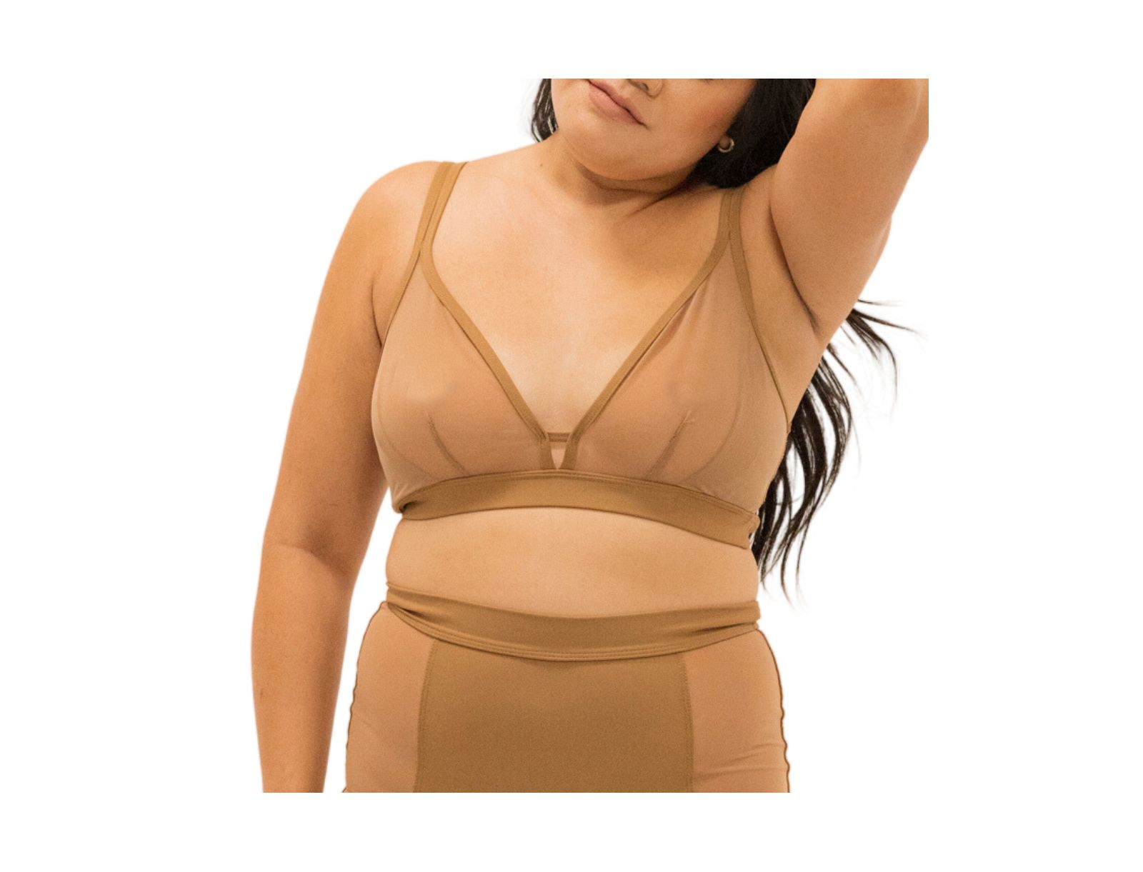 Naked Rebellion Plus Size Nude Shade Wireless Comfort Mesh Racerback Bra
