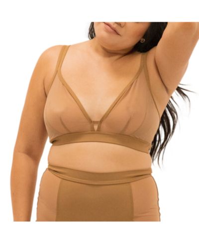 Naked Rebellion Беспроводной бюстгальтер Mesh Racerback Plus Size Nude Shade