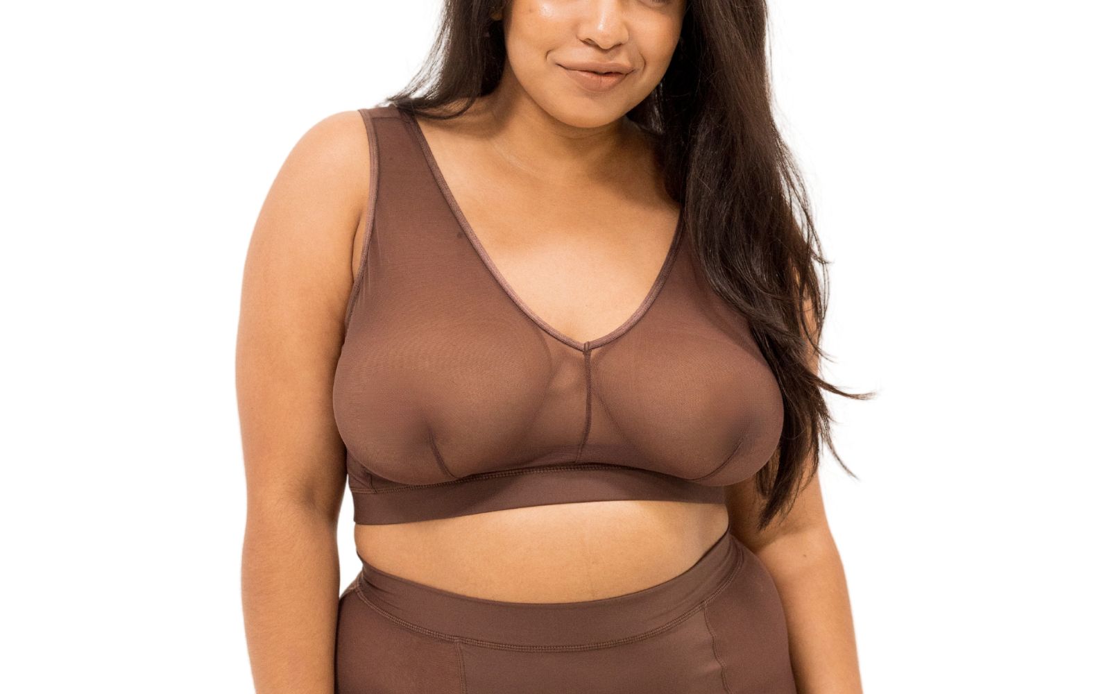 Naked Rebellion Plus Size бесшовный сетчатый топ-бра в цвете Nude