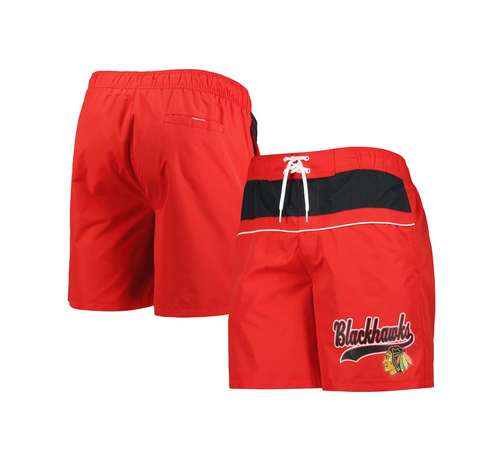 Men's Starter Red Chicago Blackhawks Freestyle Volley Swim Shorts