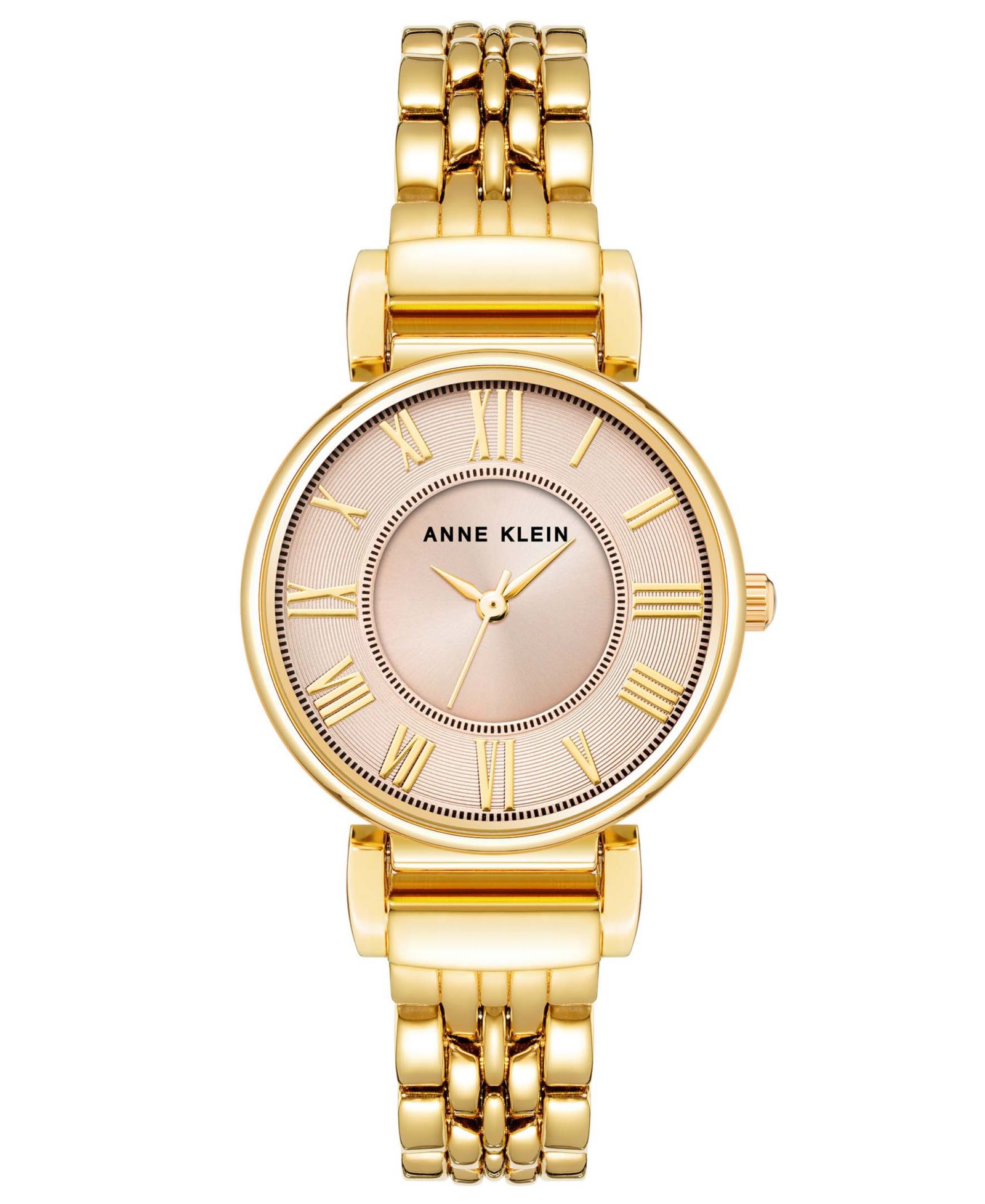 Женские часы Anne Klein Three Hand Quartz Round Gold-Tone Alloy Link 30mm