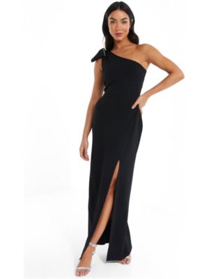 QUIZ Women's One-Shoulder Bow Detail Maxi Dress