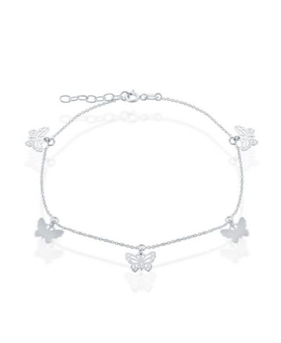 Simona Sterling Silver Butterflies Anklet