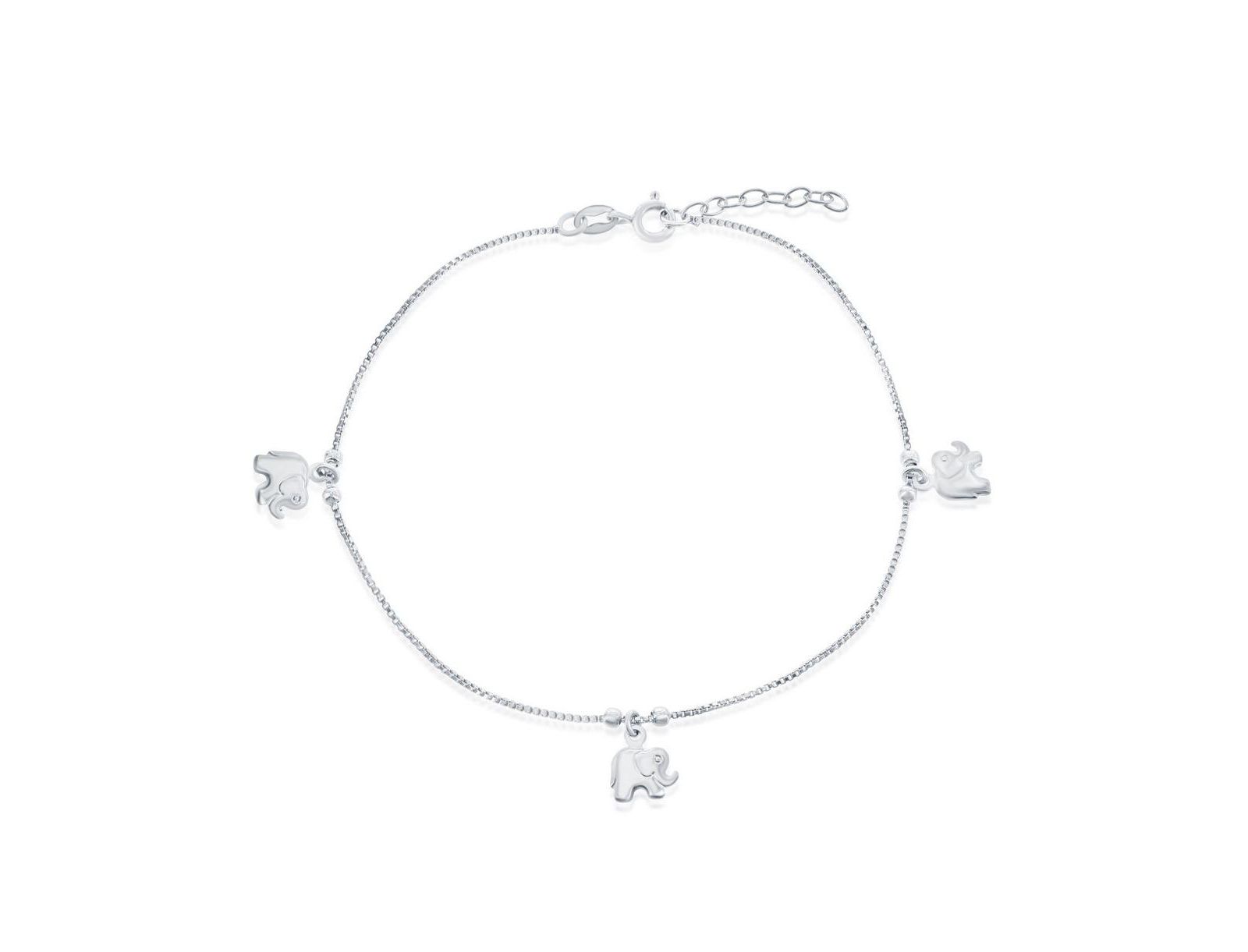Браслет-анклет Simona Sterling Silver Beads с подвесками Elephant