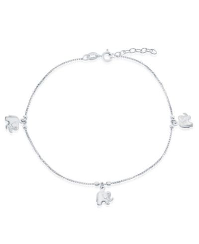 Браслет-анклет Simona Sterling Silver Beads с подвесками Elephant