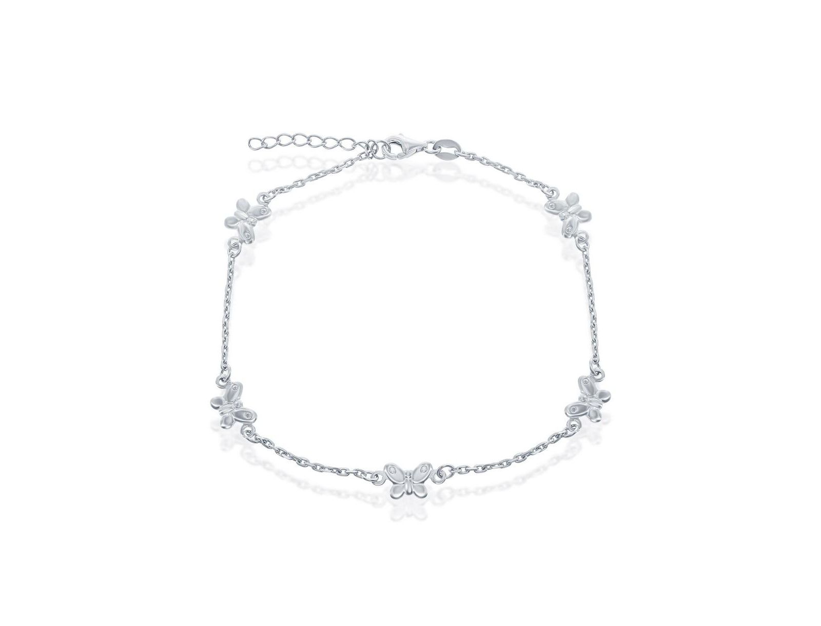 Браслет на ногу Simona Sterling Silver Butterfly