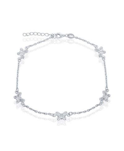 Браслет на ногу Simona Sterling Silver Butterfly