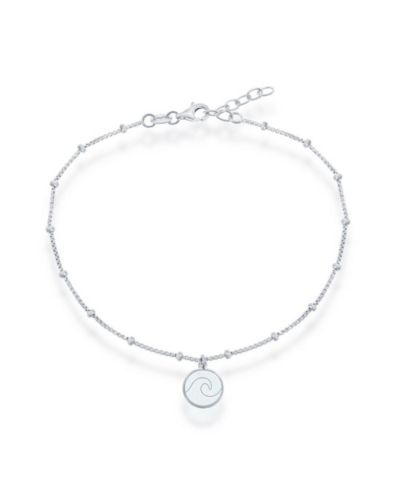 Браслет на ногу Simona Sterling Silver Beaded с диском в форме волны