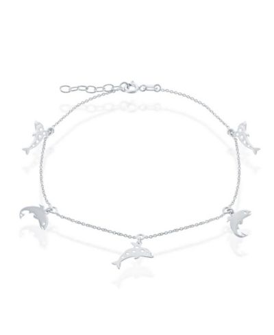 Simona Sterling Silver Dolphin Anklet