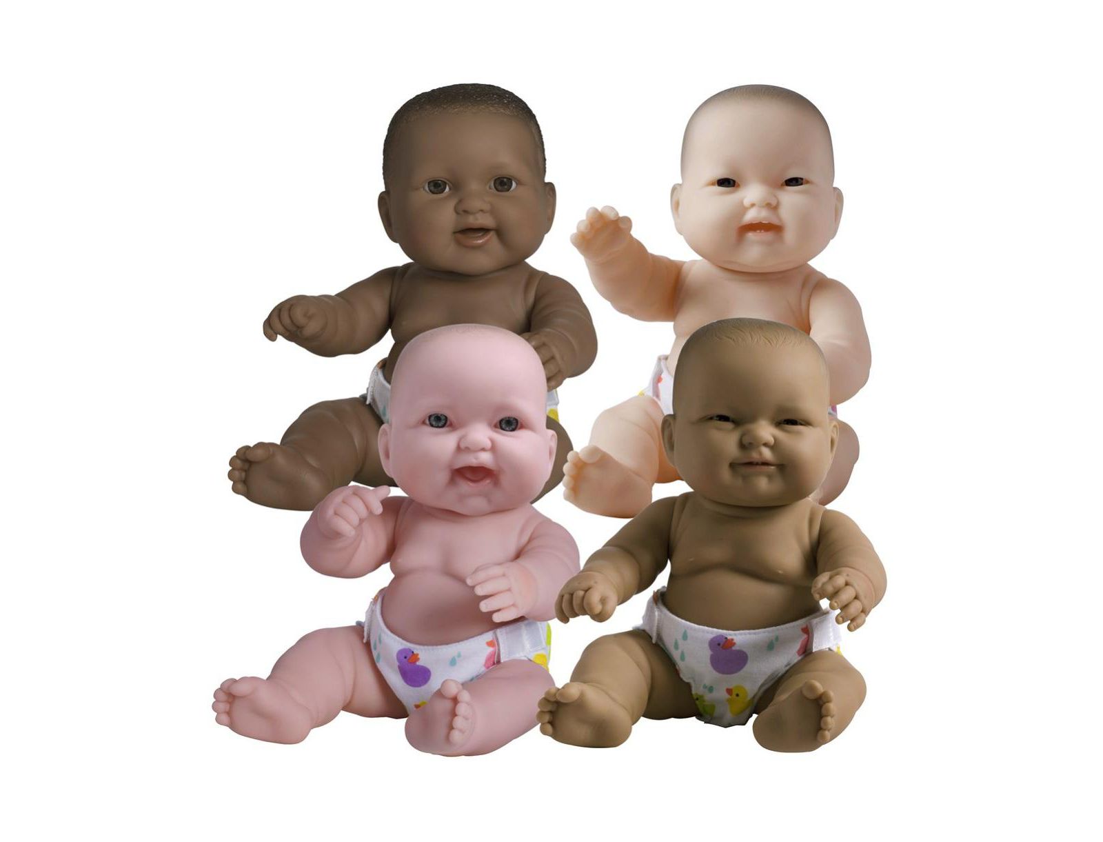 Jc Toys Lots to Love Babies 14" Poseable Baby Dolls with Different Skin Tones, 4-Piece Set, Ages 2+