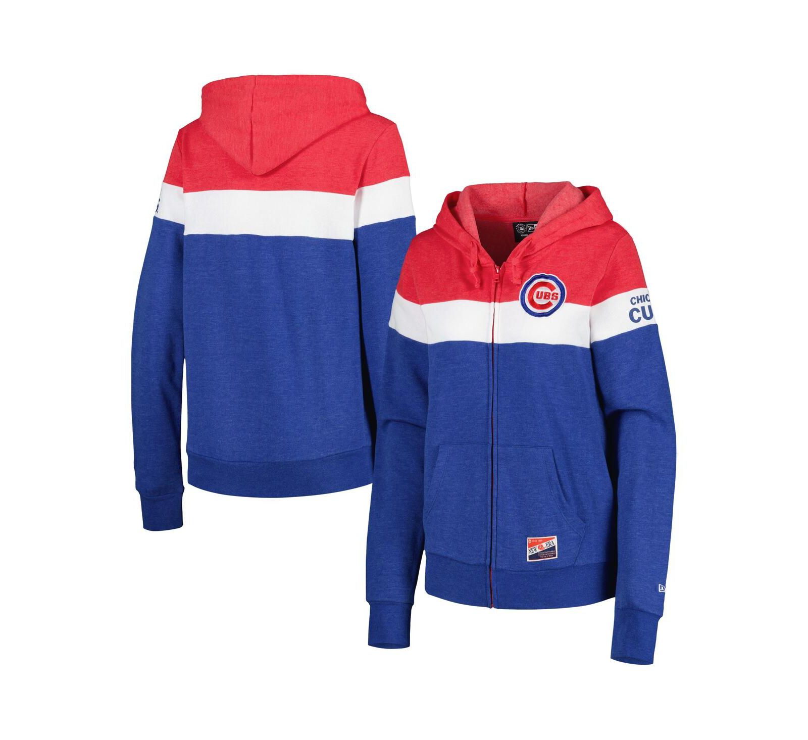 Женское худи New Era Heather Royal Chicago Cubs Colorblock Full-Zip