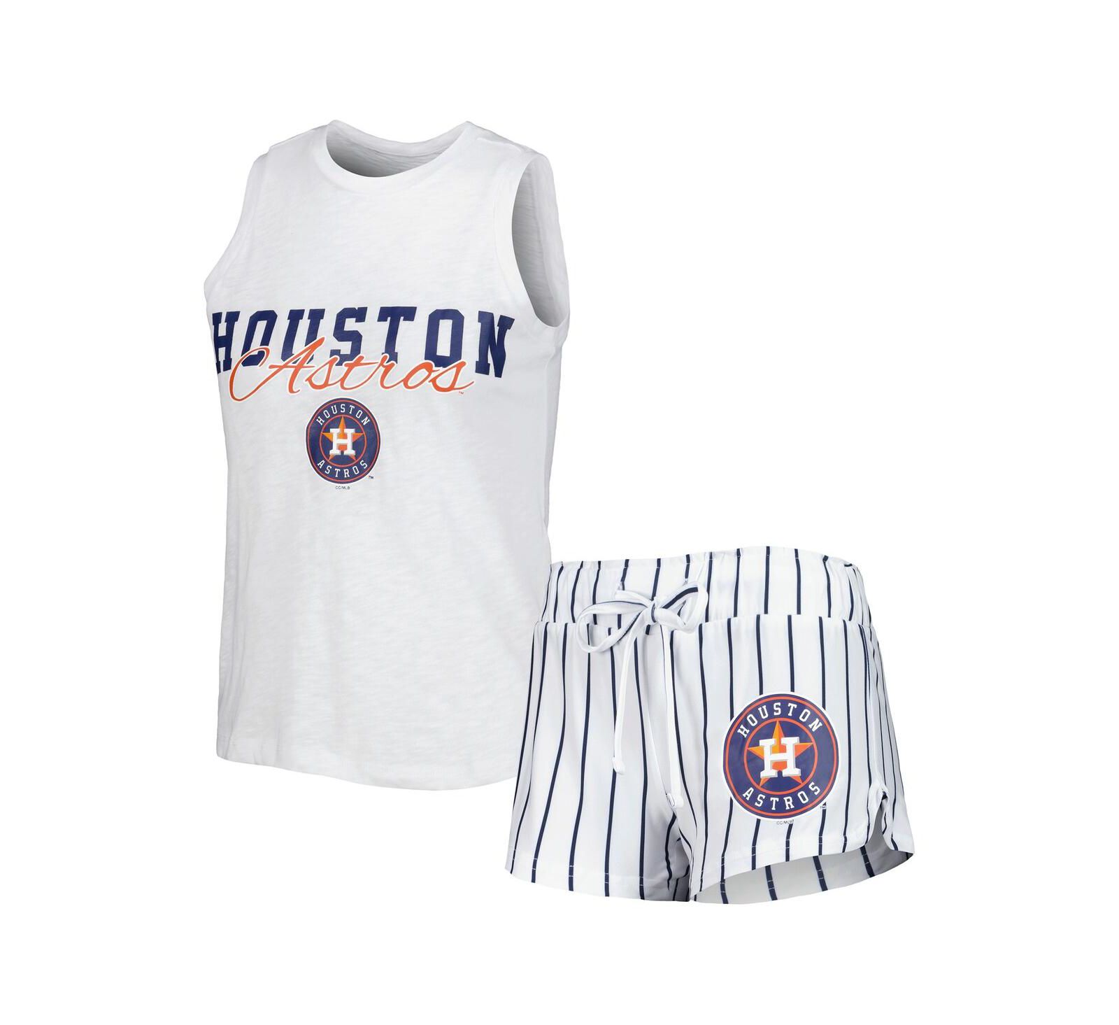 Женский комплект из топа и шорт Concepts Sport White Houston Astros Reel Pinstripe