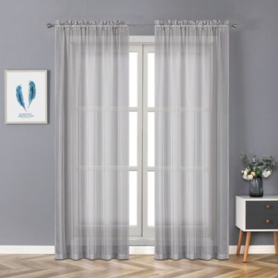 Kate Aurora Шторы Kate Aurora Montauk Accents Ultra Lux Silver Sheer Voile 84 in. Long