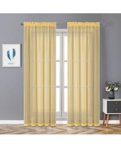 Шторы Kate Aurora Montauk Accents Ultra Lux 2 Piece Rod Pocket Gold Sheer Voile 84 in. Long