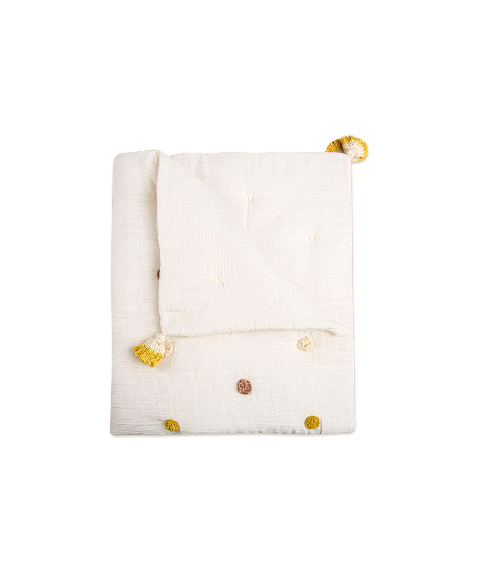 Стеганое одеяло для малышей Crane Baby Kendi Pom Pom Quilted Blanket