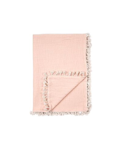 Crane Baby Baby Girls 6 Layer Muslin Tassel Blanket