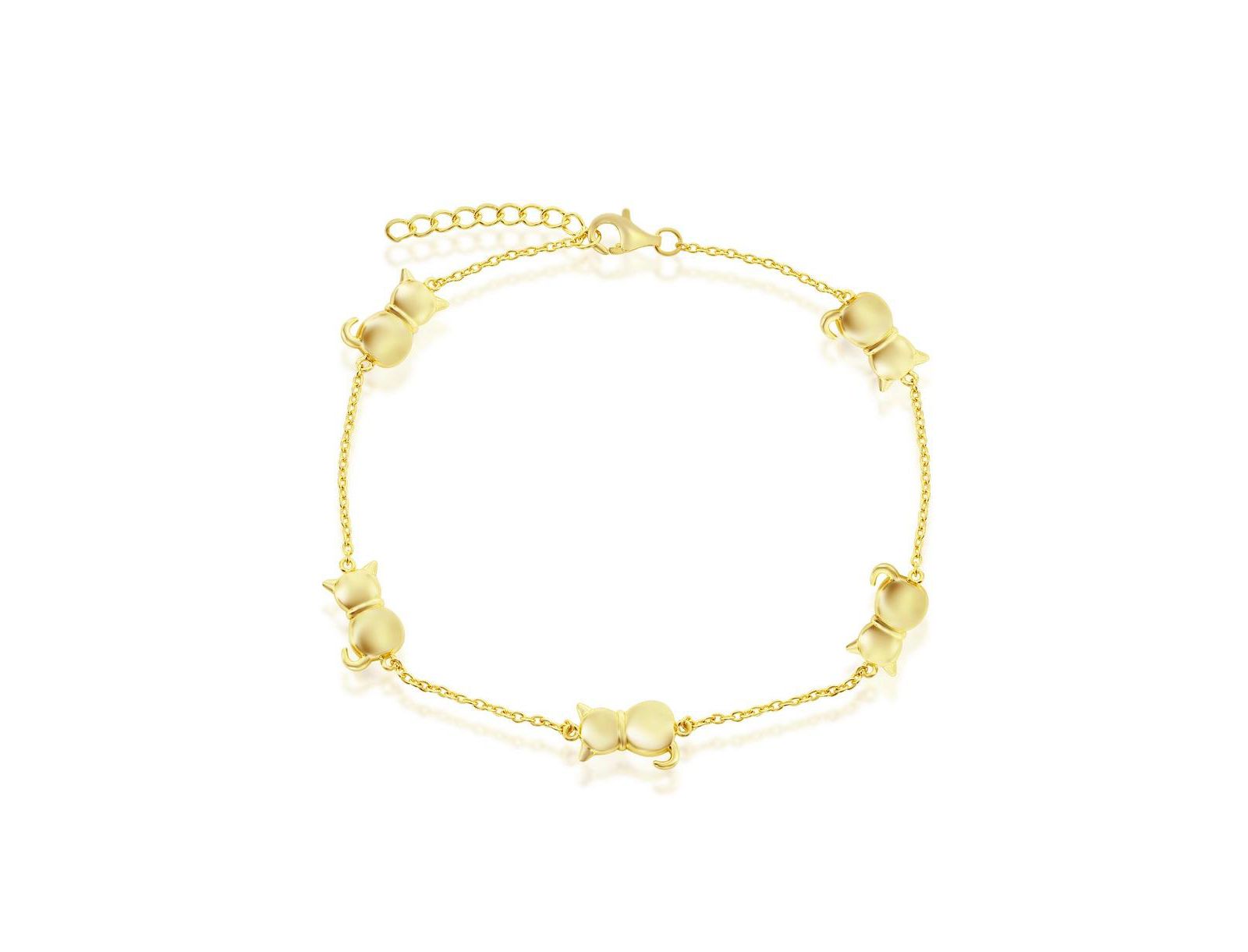 Simona Sterling Silver Cats by the Yard Link Anklet