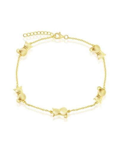 Simona Sterling Silver Cats by the Yard Link Anklet