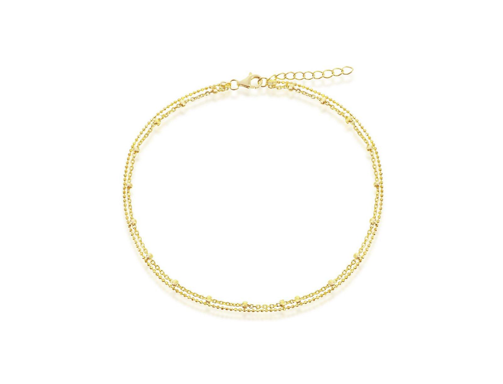 Simona Sterling Silver Double Strand Bead Anklet