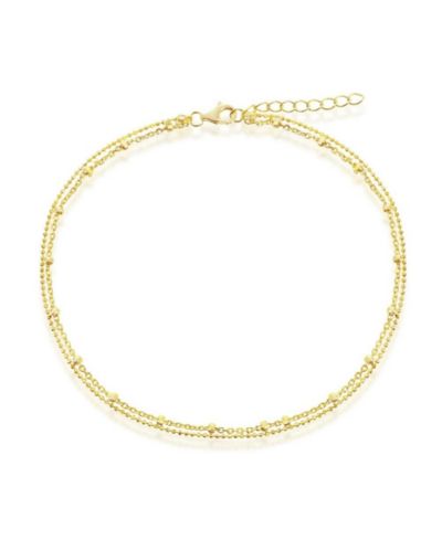 Simona Sterling Silver Double Strand Bead Anklet