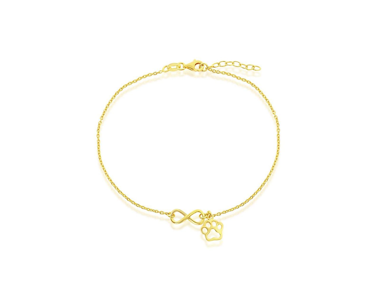 Браслет на ногу Simona Sterling Silver Infinity с подвеской Paw Print