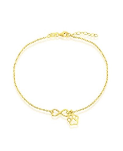 Браслет на ногу Simona Sterling Silver Infinity с подвеской Paw Print