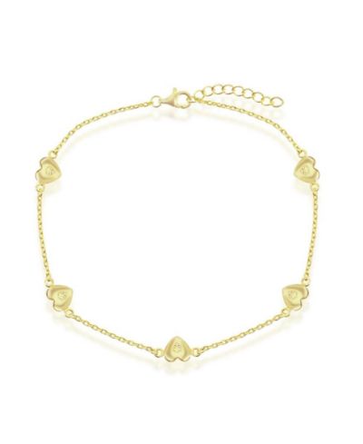 Браслет на ногу Simona Sterling Silver Station Hearts с гравировкой