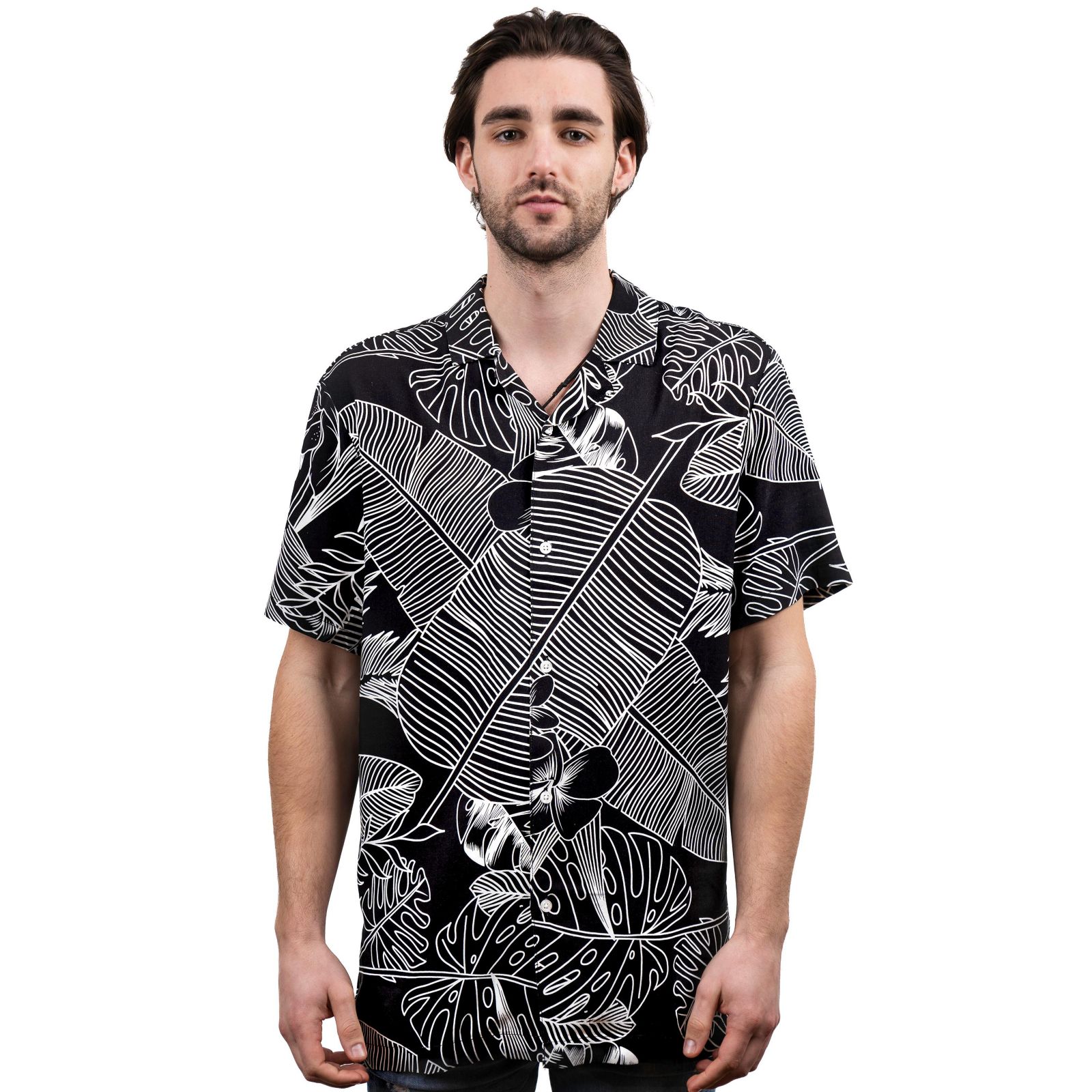 Mio Marino Men's Casual Button-Down Hawaiian Short Sleeve Shirt