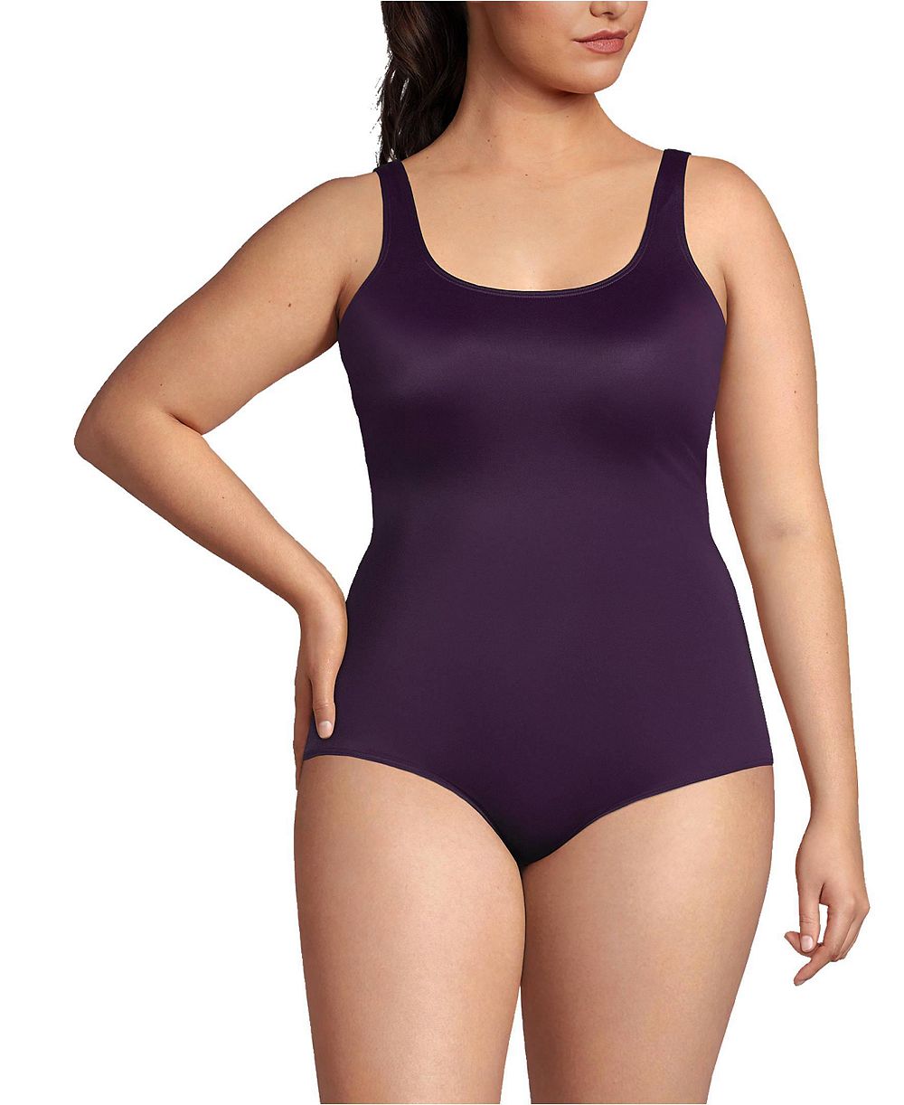 Lands' End Plus Size Chlorine Resistant Soft Cup Tugless Sporty One Piece Swimsuit